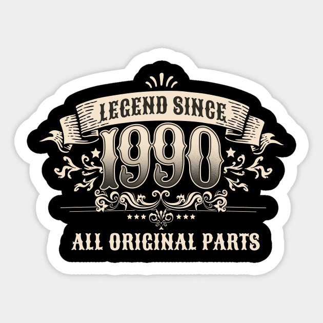 Retro Vintage Birthday Legend since 1990 All Original Parts Sticker by star trek fanart and more